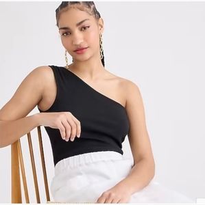 J. Crew One-shoulder Vintage Black Ribbed Top NWT
